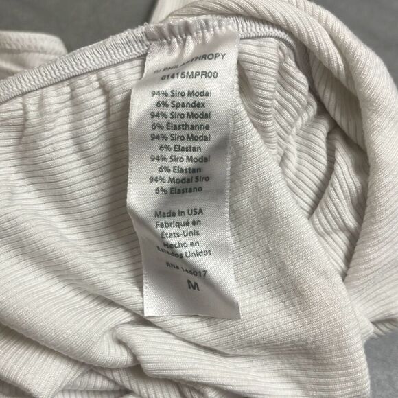 Revolve nPhilanthropy White Ribbed Prince Tank Thong Bodysuit Ruched Side Med NW - Picture 9 of 12